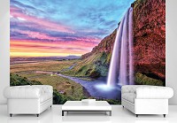 Горы пейзаж природа флизелиновые 3д фотообои 416x290 см Красивый водопад на закате (12984VEXXXXL) +клей