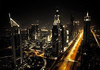 Флізелінові фотошпалери Вулиця Метрополіс 254x184 см Місто убаї вночі (12993V4)+клей - вид 1 мініатюра