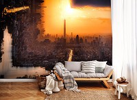 Флизелиновые фотообои в интерьере 312x219 см 3D Сюрреалистический городской пейзаж (12996VEXXL)+клей