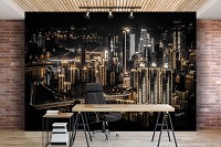 Флізелінові фотошпалери 368x280 см 3D Гарне нічне місто (12998V10) +клей