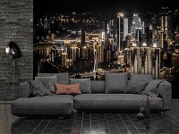Флізелінові фотошпалери на кухню 368x254 см 3D Гарне нічне місто (12998V8) +клей