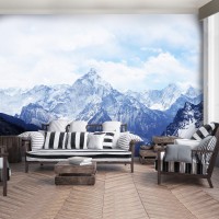 Флизелиновые 3D фото обои пейзаж 312 x 219 см Природа - Снежная гора (13001VEXXL)+клей