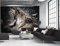 Лев флизелиновые фотообои 368 x 254 см Животные - Львица под дождем (13005V8)+клей