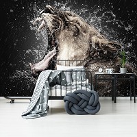 Флизелиновые фотообои природа 312 x 219 см Животные - Львица под дождем (13005VEXXL)+клей