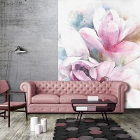Флізелінові фото шпалери акварель 184x254 см Живопис - Пастельні квіти (13008V4A)+клей - вид 5 мініатюра