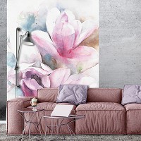 Флизелиновые фото обои Живопись 206x275 см Пастельные акварельные цветы (13008VEA)+клей