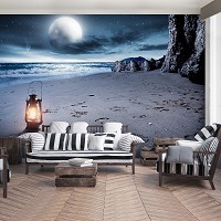 Флизелиновые 3D фото обои 254 x 184 см Морской пляж под луной (13016V4)+клей