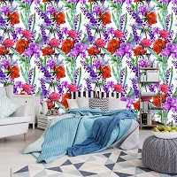 Повторяющийся узор на флизелиновых фото обоях 368x254 см Яркий цветочный принт (13017V8) +клей