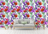 Флизелиновые геометрические фото обои 254x184 см Яркий цветочный принт (13017V4)+клей