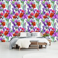 Флизелиновые фотообои геометрия Яркий цветочный принт (13017V)+клей - вид 6 миниатюра