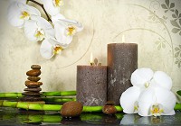 Флизелиновые фотообои для стен с орхидеями СПА 3D Цветы и свечи (13018V)+клей - вид 1 миниатюра