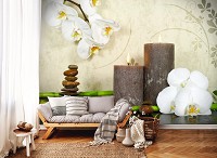 Флизелиновые фото обои орхидеи 254 x 184 см 3D СПА Цветы и свечи (13018V4)+клей