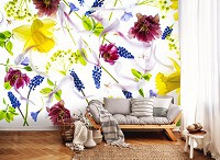 Рослинні флізелінові 3D фотошпалери 312x219 см Весняні квіти (13019VEXXL)+клей