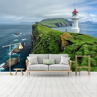 3D Флизелиновые фотообои с морской тематикой 416 x 254 см Маяк на берегу (13020VEXXXL)+клей