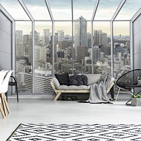 Флизелиновые фото обои 368 x 254 см 3D Город Нью-Йорк - Вид из окна (13021V8)+клей