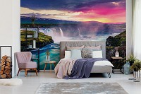 Флизелиновые 3D фото обои закаты Природа Ландшафт Скалы 254 x 184 см Красочный волшебный водопад (13024V4)+клей