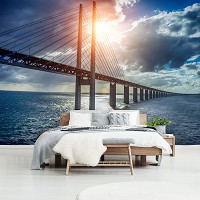 Облака флизелиновые фотообои 3D Мост за горизонт (13028V)+клей