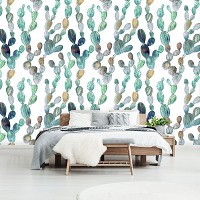 Флизелиновые фотообои в спальню над кроватью 416x254 см Кактус на светлом фоне (13029VEXXXL) +клей