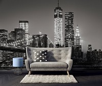 Флізелінові фотошпалери красиві 368x280 см Місто Нью-Йорк: Нічний бруклінський міст (13032V10)+клей