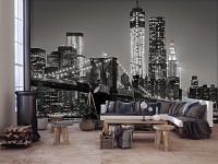 Флізелінові шпалери міста фото 254 x 184 см Нью-Йорк: Нічний бруклінський міст 13032V4+клей