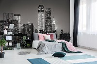 Флизелиновые фотообои в зал 368 x 254 см Город Нью-Йорк: Ночной бруклинский мост (13032V8)+клей