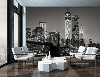 Флизелиновые фотообои 312 x 219 см Город Нью-Йорк: Ночной бруклинский мост (13032VEXXL)+клей