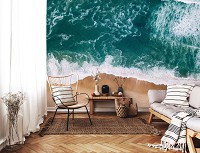 Флизелиновые фотообои в интерьере 312 x 219 см Вид на морской пляж сверху (13033VEXXL)+клей