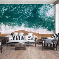 Флизелиновые фотообои пляж в интерьере 254 x 184 см Вид на море сверху (13033V4)+клей