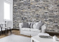 Флизелиновые 3д фото обои серые кирпичи 254x184 см (13035V4)+клей