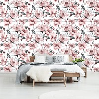 Флизелиновые фотообои 416x290 см Розовые цветы на светлом фоне (13038VEXXXXL) +клей