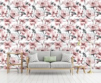 Флизелиновые фотообои 368x280 см Розовые цветы на светлом фоне (13038V10) +клей