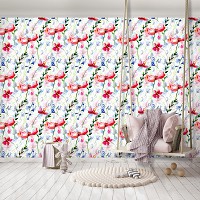 Флизелиновые фотообои растительные Красочный цветочный узор (13039V)+клей