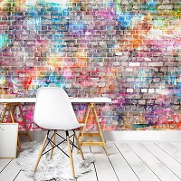 Флизелиновые фото обои под кирпич в коридоре 368x254 см Разноцветные (13041V8)+клей