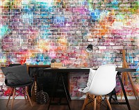 Флизелиновые фото обои кирпич 368x280 см Разноцветные (13041V10)+клей