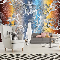 Абстракция флизелиновые фотообои на стену Разноцветный орнамент (13044V)+клей