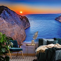 Флизелиновые 3д фото обои океан 254 x 184 см Морской пляж в ущелье (13047V4)+клей