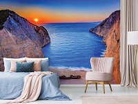 3D флизелиновые фотообои океан 312 x 219 см Морской пляж в ущелье (13047VEXXL)+клей