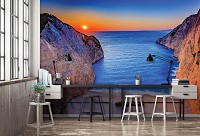 3D Флизелиновые фотообои для кухни 416 x 254 см Морской пляж в ущелье (13047VEXXXL)+клей
