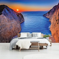 3D Флизелиновые фотообои в спальню над кроватью 520 x 318 см Морской пляж в ущелье (13047VEXXXXXL)+клей
