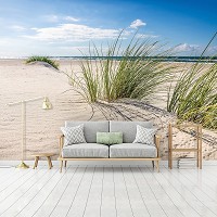 3d флизелиновые фотообои природа Вид на песчаные дюны 312 x 219 см Трава на морском пляже (13049VEXXL)+клей