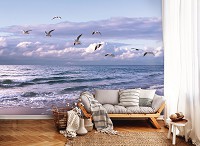 Пляж флизелиновые 3д фотообои 416 x 254 см Чайки над морем (13051VEXXXL)+клей