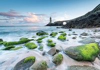 3д флізелінові фотошпалери море 368x280 см камені та старовинний маяк (13052V10)+клей - вид 1 мініатюра