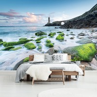 Флизелиновые фотообои 3D Морские камни и старинный маяк (13052V)+клей