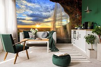 Фотообои 3D флизелиновые Пейзаж Норвегия 416 x 254 см Природа - Водопад и восход солнца (13056VEXXXL)+клей