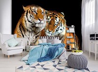 Флизелиновые фотообои в кухне гостиной 3D Животные 416 х 254 см Два тигра Кошки Дикая природа (130VEXXXL)+клей - вид 8 миниатюра