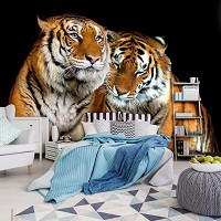 Флизелиновые фотообои с природой в интерьере 254x184 см 3D Животные Два тигра Кошки (130V4)+клей - вид 9 миниатюра