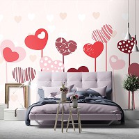 Флизелиновые фотообои 368x254 см Красные сердечки (13118V8) +клей