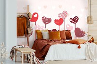 Любовь красивые флизелиновые фотообои 416x254 см Красные сердечки (13118VEXXXL) +клей