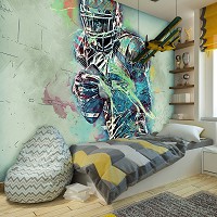 Флизелиновые фотообои детские для мальчиков 368x280 см Спортсмен - игрок в Американский футбол (13140V10) +клей