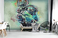 Флизелиновые фотообои абстракция в интерьере Спортсмен - игрок в американский футбол (13140V)+клей